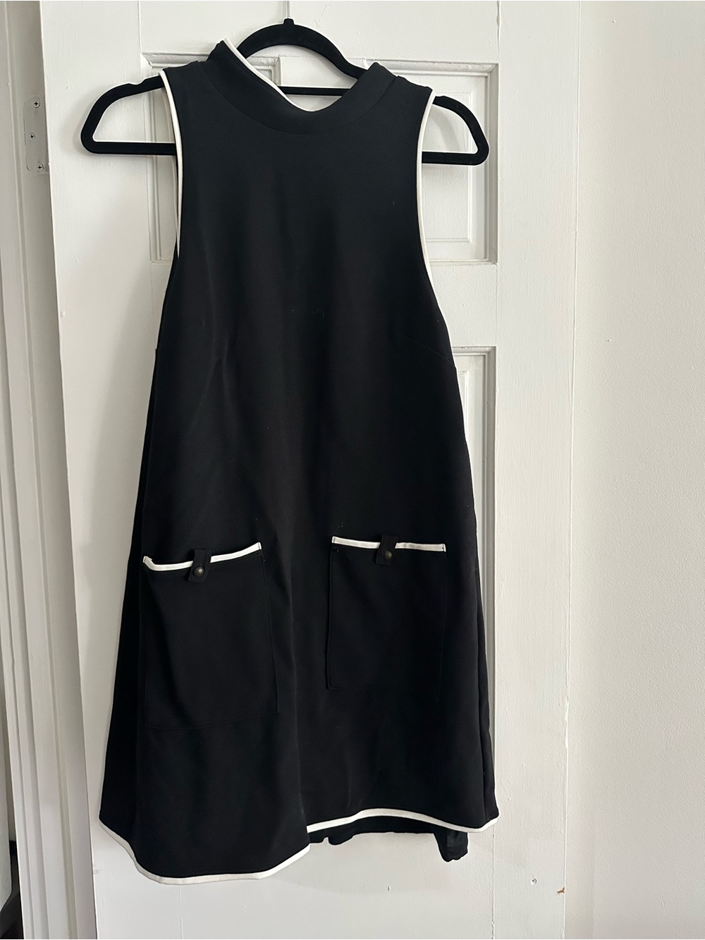 Anthropologie Black Dress with White Piping